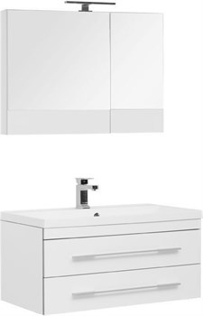 AQUANET Верона NEW 90 Комплект мебели для ванной комнаты (подвесной 2 ящика) - фото 126762