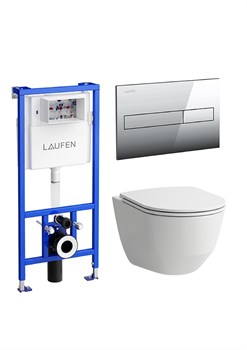 ПЭК Laufen Pro 8.6996.6.000.000.R подвесной унитаз + инсталляция + кнопка + сиденье - фото 131564