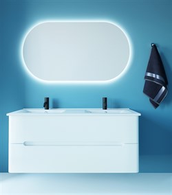 SANVIT Форма 120 Тумба подвесная для ванной комнаты с двойной раковиной, 2 выдвижных ящика - фото 142647