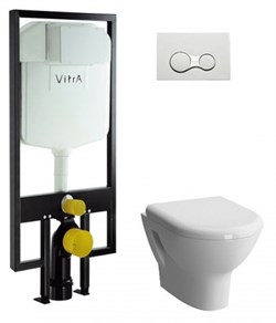 VITRA Комплект: подвесной унитаз Zentrum с сиденьем с микролифтом, инсталляцией и панелью управления - фото 150552