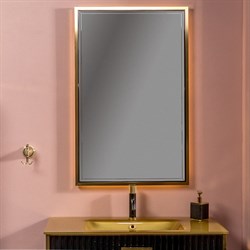 ARMADIART Зеркало MONACO  с подсветкой 70*110CM глянец черная+золото - фото 153919
