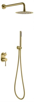 BOHEME Смеситель встроенный + верхний+ ручной душ, Uno. Matt Gold - фото 155125