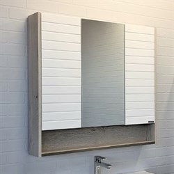 COMFORTY Зеркало-шкаф Клеон-90 серый муар - фото 156026