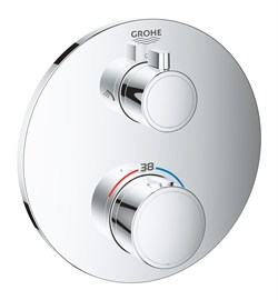 GROHE 24076000 Grohtherm Термостат для душа с переключателем на 2 положения ванна-душ, круглая розетка, хром - фото 185444