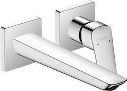 HANSGROHE Logis Смеситель для раковины, однорычажный, Fine скрытый настенный монтаж, с изливом 20,5 см 71256000, хром - фото 189045