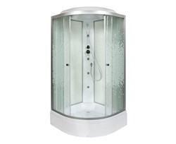 DETO Душевая кабина L790 с гидромассажем, размер 90x90 см, профиль матовый хром, стекло с узором L790GM - фото 198732