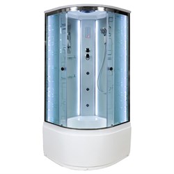 DETO Душевая кабина EM4590 LED с гидромассажем, размер 90x90 см, профиль глянцевый хром, стекло с узором EM4590LED+GM - фото 203651
