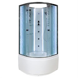DETO Душевая кабина EM4590N LED с гидромассажем, размер 90x90 см, профиль глянцевый хром, стекло с узором EM4590NLED+GM - фото 203793