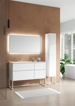 SANVIT ЛИРА Тумба напольная для ванной комнаты с раковиной со смещением, 4 выдвижных ящика, на металлической раме с открытием Push-To-Open - фото 216521