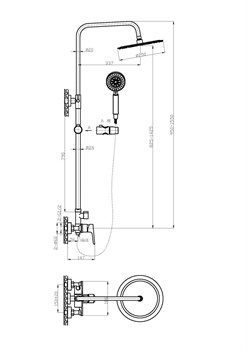BELBAGNO Ancona Душевая стойка со смесителем для душа, верхним и ручным душем, хром ANCONA-DOCM-CRM - фото 219958