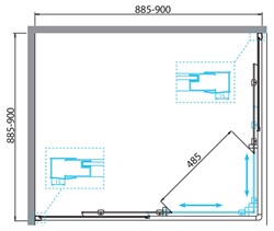 BELBAGNO Due Душевой уголок квадратный, размер 90х90 см, двери раздвижные, стекло 5 мм - фото 220991