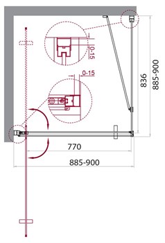 BELBAGNO Marmi Душевой уголок квадратный, размер 90х90 см, двери распашные, стекло 8 мм - фото 221166