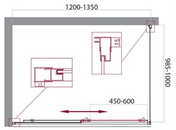 BELBAGNO Unique Душевой уголок прямоугольный, размер 120х100 см, двери раздвижные, стекло 5 мм - фото 221220