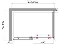 BELBAGNO Uno Душевой уголок прямоугольный, размер 100х80 см, двери раздвижные, стекло 5 мм - фото 221245