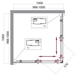 BELBAGNO Uno-195 Душевой уголок квадратный, размер 100х100 см, двери раздвижные, стекло 5 мм - фото 221341