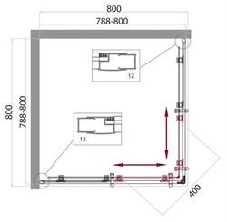 BELBAGNO Uno-195 Душевой уголок квадратный, размер 80х80 см, двери раздвижные, стекло 5 мм - фото 221342