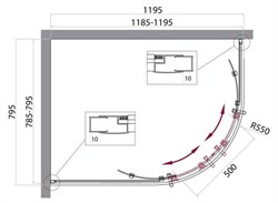 BELBAGNO Uno-195 Душевой уголок полукруглый-ассиметричный, размер 120х80 см, двери раздвижные, стекло 5 мм UNO-195-RH-2-120/80-C-Cr - фото 221399
