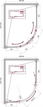 BELBAGNO Uno-195 Душевой уголок полукруглый-ассиметричный, размер 120х90 см, двери раздвижные, стекло 5 мм - фото 221400