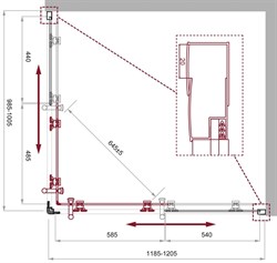 BELBAGNO Uno-195 Душевой уголок прямоугольный, размер 120х100 см, двери раздвижные, стекло 5 мм UNO-195-AH-2-120/100-CH-CR - фото 221419