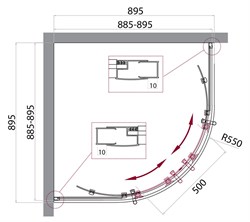 BELBAGNO Uno-195 Душевой уголок полукруглый, размер 90х90 см, двери раздвижные, стекло 5 мм - фото 221427
