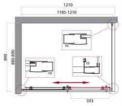 BELBAGNO Uno-195 Душевой уголок прямоугольный, размер 120х90 см, двери раздвижные, стекло 5 мм UNO-195-AH-1-120/90-C-Cr - фото 221428