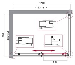 BELBAGNO Uno-195 Душевой уголок прямоугольный, размер 120х90 см, двери раздвижные, стекло 5 мм - фото 221428