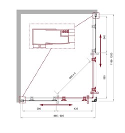 BELBAGNO Uno-195 Душевой уголок прямоугольный, размер 120х90 см, двери раздвижные, стекло 5 мм UNO-195-AH-2-120/90-P-NERO - фото 221430