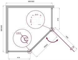 BELBAGNO Uno-195 Душевой уголок полукруглый, размер 90х90 см, двери раздвижные, стекло 5 мм - фото 221432