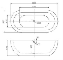 BELBAGNO Ванна акриловая BB13-1800, отдельностоящая, размер 180х85 см, белая - фото 224107