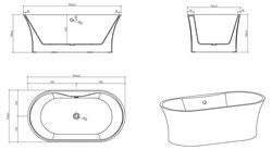 BELBAGNO Ванна акриловая BB201-1500-800, отдельностоящая, размер 150х80 см, белая - фото 224109