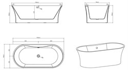 BELBAGNO Ванна акриловая BB201-1700-800, отдельностоящая, размер 170х80 см, белая - фото 224110