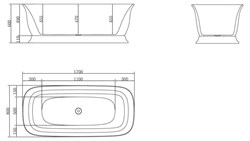 BELBAGNO Ванна акриловая BB400-1700-800, отдельностоящая, размер 170х80 см, белая - фото 224147