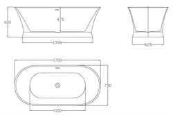 BELBAGNO Ванна акриловая BB402-1700-790, отдельностоящая, размер 170х80 см, белая - фото 224149