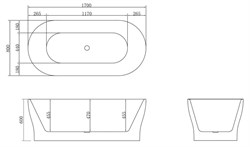 BELBAGNO Ванна акриловая BB405-1700-800, отдельностоящая, размер 170х80 см, белая - фото 224154