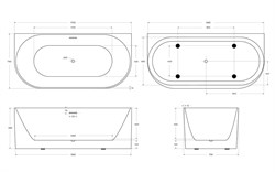 BELBAGNO Ванна акриловая BB412-1700-800-MATT, пристенная, размер 170х80 см, белая матовая - фото 224227