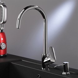 AM.PM F8007T00 Like, набор 3в1: смеситель для кухни с каналом для питьевой воды, фильтр, диспенсер, хром, - фото 226232