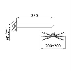 CEZARES Porta Верхний душ квадратный 200x200мм с держателем 350 мм, цвет хром - фото 230130
