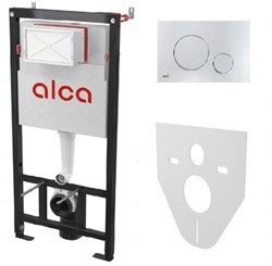 ALCA PLAST Set с инсталляцией, кнопкой хром - фото 231888