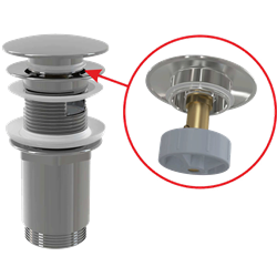 ALCA PLAST Донный клапан сифона для умывальника CLICK/CLACK 5/4", цельнометаллический с переливом и большой заглушкой - фото 231995