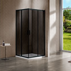 VINCEA Garda Душевой уголок двери раздвижные, размер 80х90 см, профиль - черный  / стекло - тонированное, стекло 6 мм - фото 232308