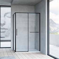 VINCEA Slim Soft Душевой уголок двери раздвижные, размер 100х80 см, профиль - черный  / стекло - прозрачное, стекло 6 мм - фото 232342