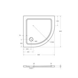 CEZARES Поддон SMC TRAY-M-R-80-550-35-W полукруглый, размер 80х80 см, высота 3,5 см, цвет белый - фото 233312