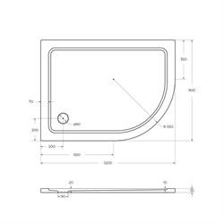 CEZARES Поддон SMC TRAY-M-RH-120/90-550-35-W-L полукруглый-асимметричный, размер 120х90 см, высота 3,5 см, цвет белый - фото 233314