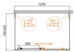 CEZARES Molveno Душевой уголок прямоугольный двери раздвижные, профиль - хром / стекло - прозрачное, размер 130х80 см, стекло 6 мм - фото 233600