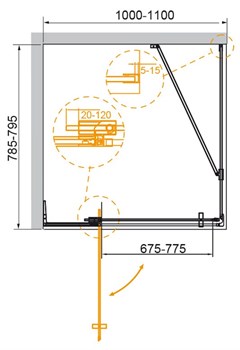 CEZARES Slider Душевой уголок прямоугольный двери распашные, профиль - хром / стекло - прозрачное, размер 100х80 см, стекло 8 мм - фото 233807