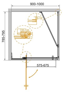 CEZARES Slider Душевой уголок прямоугольный двери распашные, профиль - хром / стекло - прозрачное, размер 90х80 см, стекло 8 мм - фото 233825