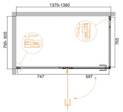 CEZARES Bellagio Душевой уголок прямоугольный двери распашные, профиль - черный / стекло - прозрачное, размер 140х80 см, стекло 8 мм - фото 234089