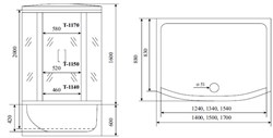 TIMO Standart Душевая кабина прямоугольная, размер 150х88 см, профиль - хром / стекло - прозрачное, двери раздвижные - фото 237888