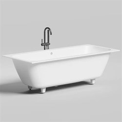 SALINI Orlanda Встраиваемая ванна с прямоугольной чашей, регулируемые ножки, донный клапан "Up&Down" белый, сифон, интегрированный слив-перелив размер 190х80 см, белый матовый - фото 241988
