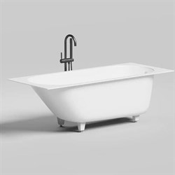 SALINI Ornella Встраиваемая ванна с прямоугольной чашей, регулируемые ножки, донный клапан "Up&Down" белый, сифон, интегрированный слив-перелив размер 170х70 см, белый матовый - фото 242031